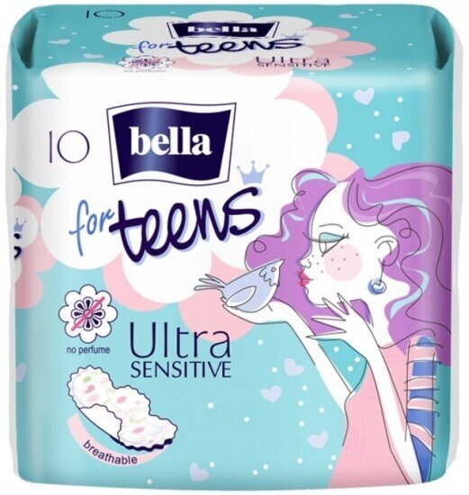 Супертонкие гигиенические прокладки Bella for teens Sensitive, 10 шт