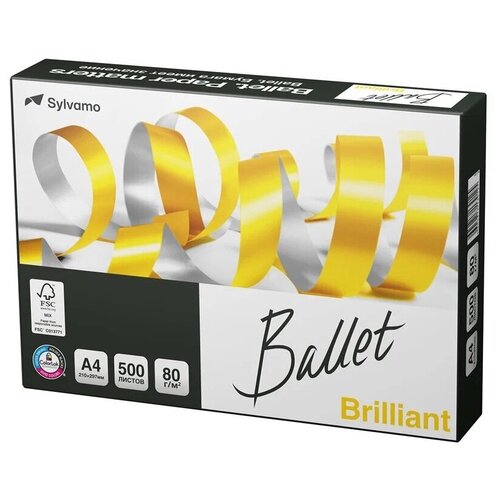 1 пач. Бумага офисная А4 Decoromir Ballet Brilliant, 80 г/м2, 500 л, марка А, ColorLok, Россия, 168% (CIE) 1 пач бумага decoromir ballet brilliant а4 марка а 80 г кв м 500 л