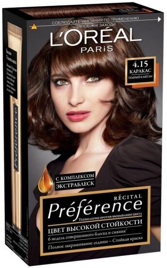 Крем-краска для волос L'oreal Paris L'OREAL Preference тон 4.15 Каракас