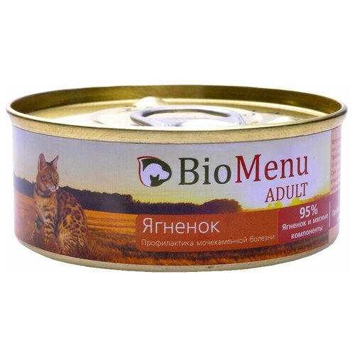 Влажный корм для кошек BioMenu с ягненком 100 г (паштет) biomenu adult консервы для кошек мясной паштет с кроликом 95% мясо 100 г 24 шт