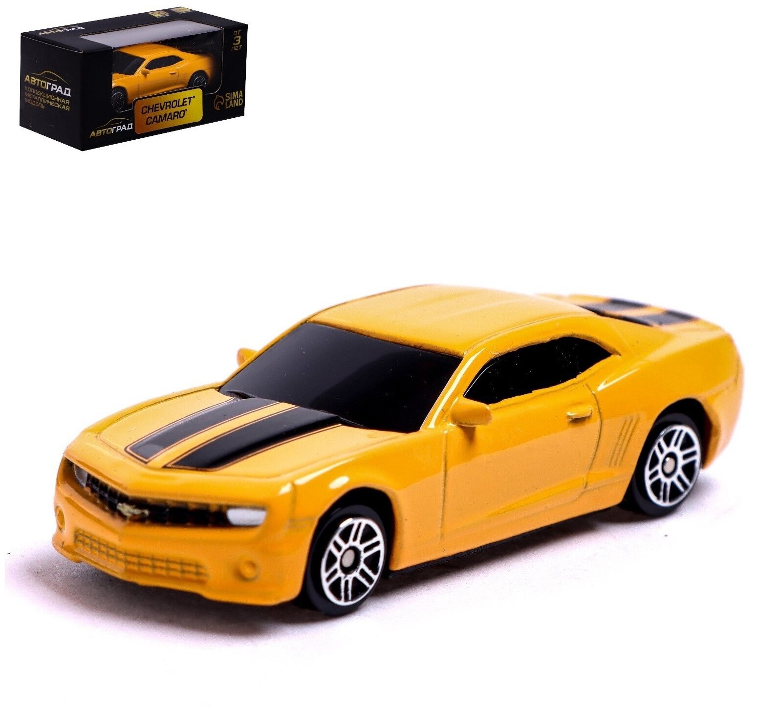 Машина металлическая CHEVROLET CAMARO 1:64 цвет жёлтый