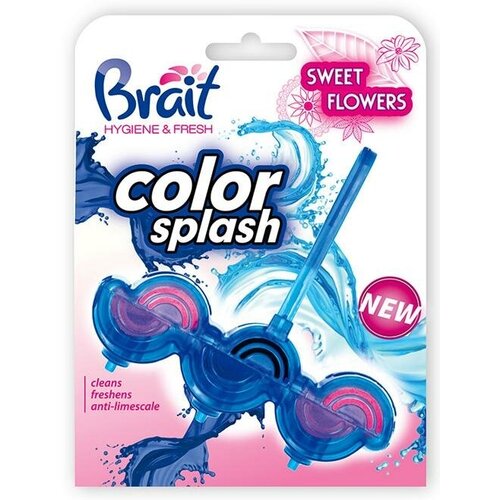 Brait Hygiene  & Fresh Color Splash Sweet Flowers Подвесной дезинфецирующий блок для унитаза двухфазный Сладкие цветы 45 гр