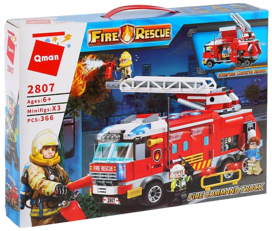 Конструктор Qman Пожарная машина 366 деталей 2807