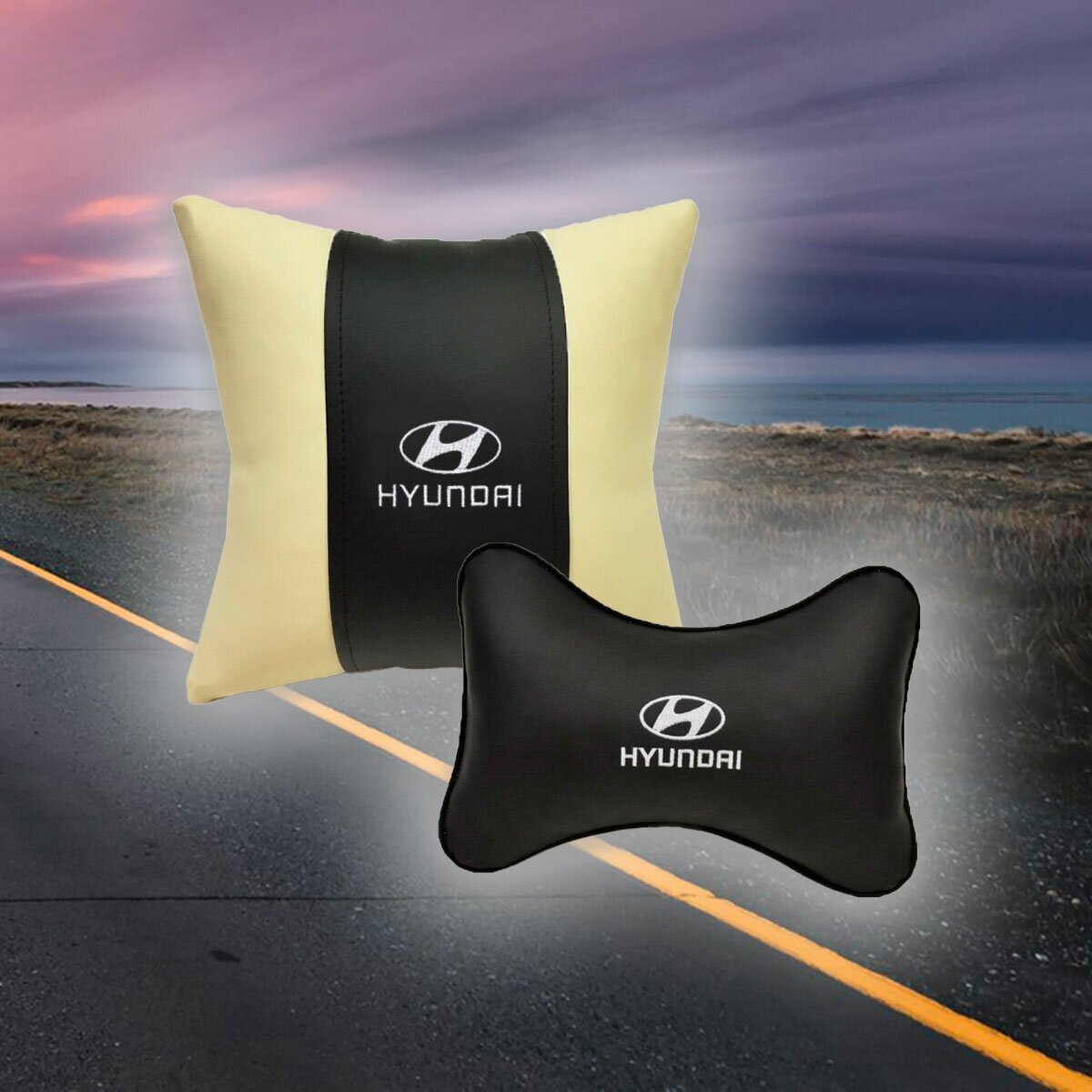Комплект автомобильных подушек из экокожи для Hyundai