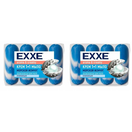 EXXE Мыло туалетное Морской жемчуг, синее, 4х90 г, 2 уп крем мыло exxe морской жемчуг 360 мл