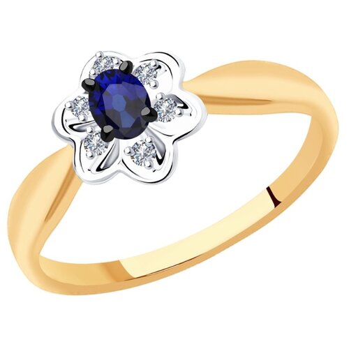 фото Diamant кольцо из комбинированного золота с бриллиантами и сапфиром 51-210-00558-1, размер 16.5