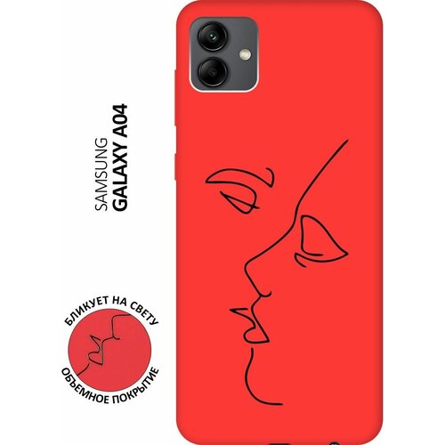 Матовый чехол Faces для Samsung Galaxy A04 / Самсунг А04 с 3D эффектом красный матовый чехол i love you w для samsung galaxy a04 самсунг а04 с 3d эффектом красный