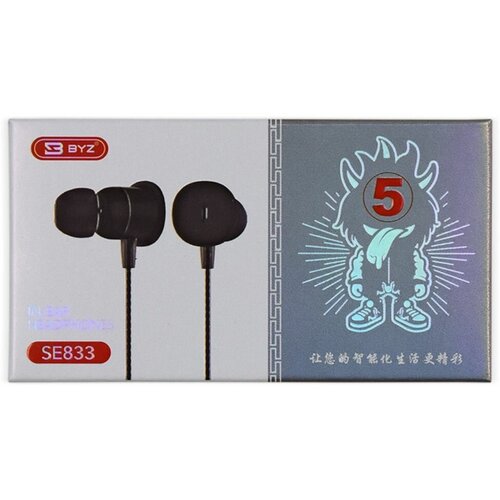 Наушники проводные BYZ SE833 вакуумные с микрофоном 12 метра черный 60000₽