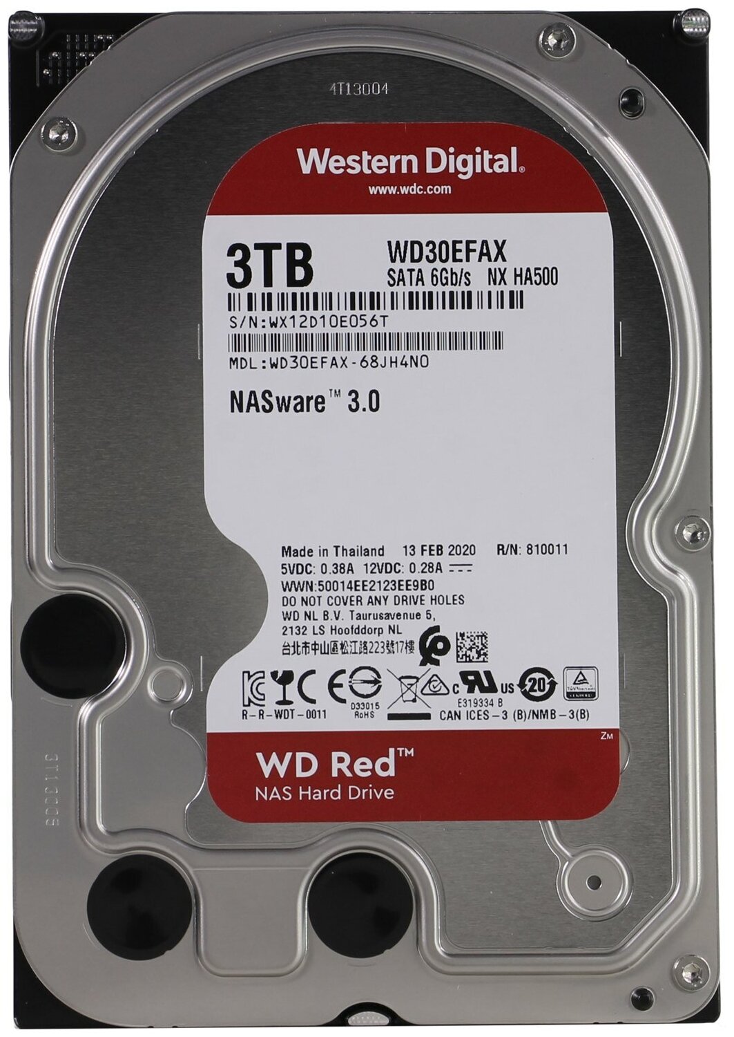 Жёсткий диск WD Red WD30EFAX 3ТБ 3,5" 5400RPM 256MB (SATA-III) NAS Edition