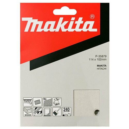 Шлифовальная бумага 93х102 мм, K240, белая 10 шт Makita (P-35879) makita лента шлифовальная makita 100 610мм k240 5шт p 36946