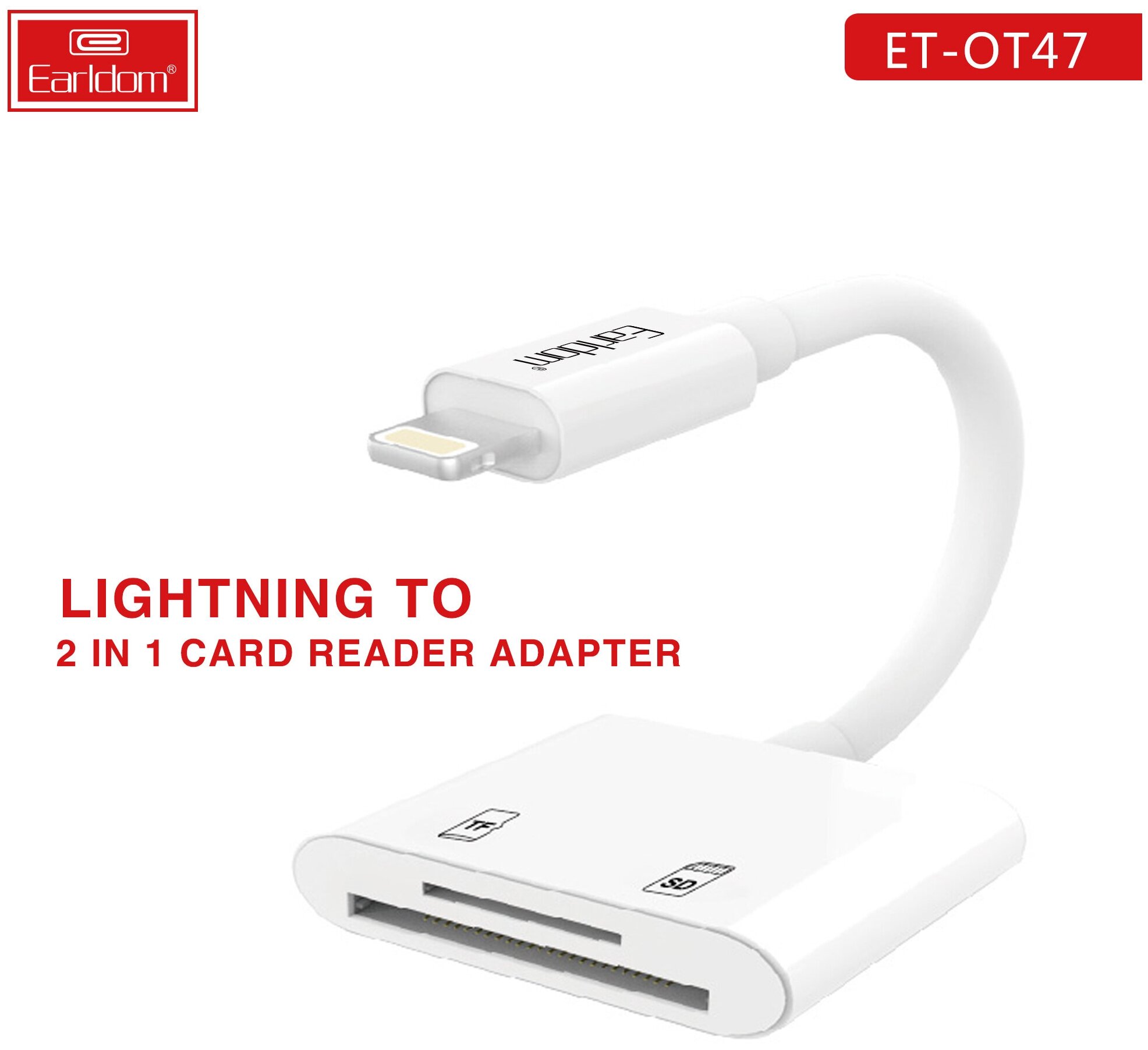 Картридер Earldom ET-OT47 Lightning 8-pin на SD\MicroSD. Для Iphone Ipad