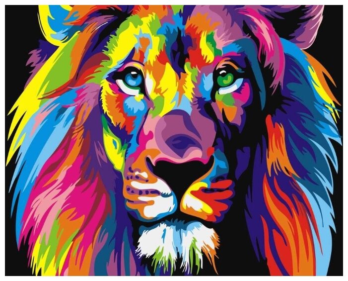 Картина по номерам "Радужный лев", 40x50 см