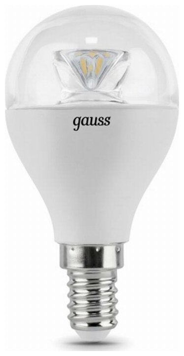 Лампа светодиодная диммируемая Gauss E14 6W 4100К шар прозрачный 105201206-D