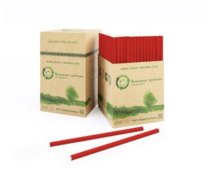 Фото Бумажные трубочки для напитков «чистая страна» - 250 шт. 197/8 мм, цвет красный