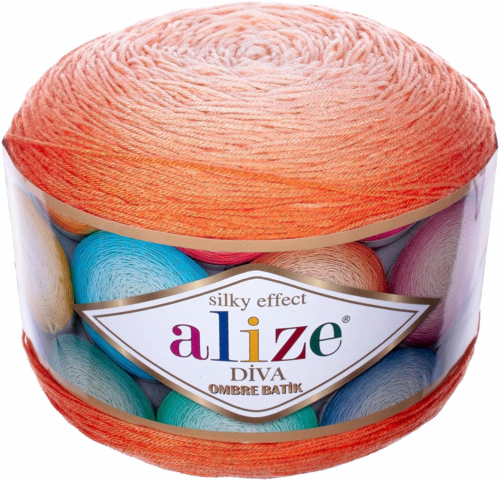 Пряжа Alize Diva ombre Batik оранжевый (7413), 100%микрофибра, 875м, 250г, 1шт