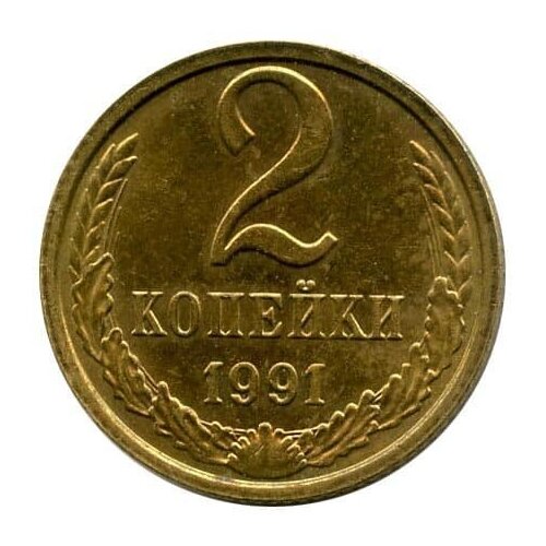 (1991л) Монета СССР 1991 год 2 копейки Медь-Никель UNC