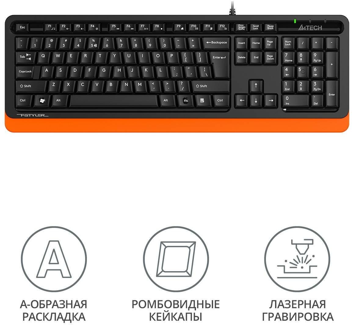 Клавиатура A4TECH Fstyler FKS10, USB, белый серый [fks10 white] - фото №2