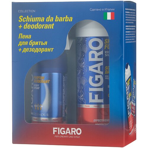 FIGARO Набор косметический подарочный для мужчин : 1 Пена для бритья FIGARO 400 мл; 2.Дезодорант для тела в аэрозольной упаковке FIGARO 150мл