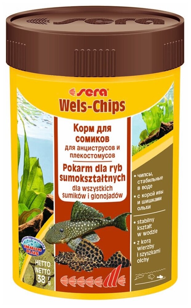 Корм для сомов "прилипал" Sera WELS CHIPS 100 мл 38 г (S0510)