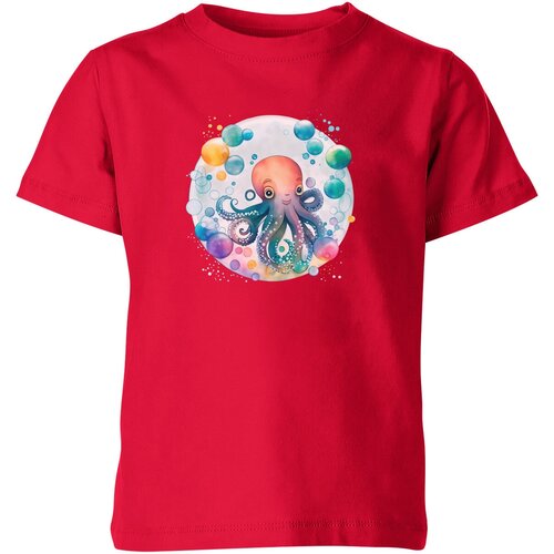 мужская футболка милый осьминог l синий Футболка Us Basic, размер 4, красный