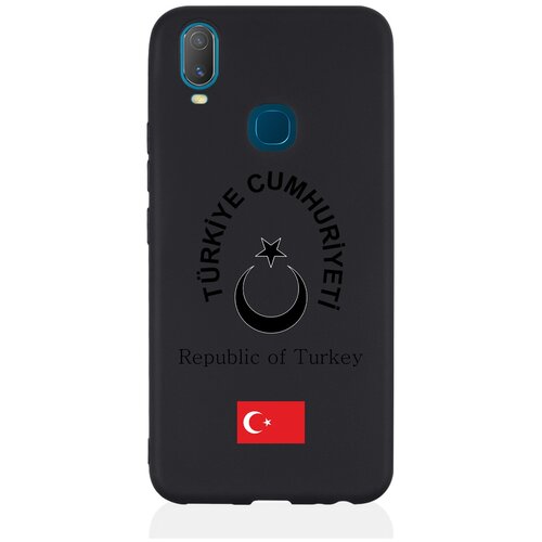 Черный силиконовый чехол для Vivo Y11 Черный лаковый Герб Турции
