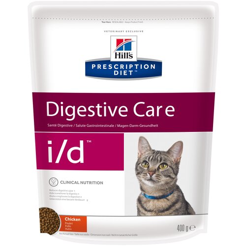 Сухой диетический корм для кошек Hill's Prescription Diet i/d Digestive Care при расстройствах пищеварения, жкт, с курицей, 400 г