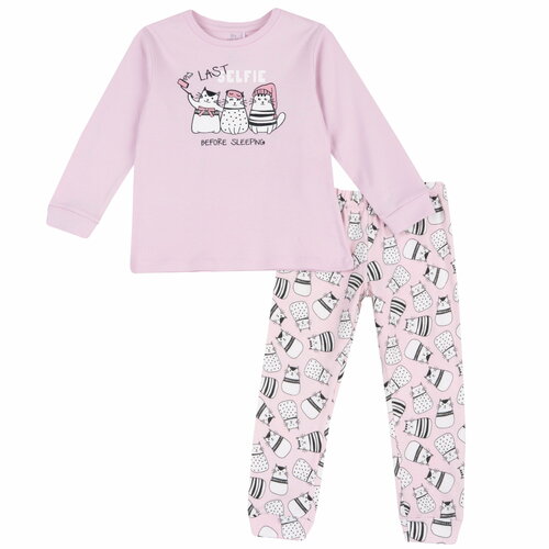 Пижама Chicco, лонгслив, брюки, без карманов, без капюшона, размер 122, розовый