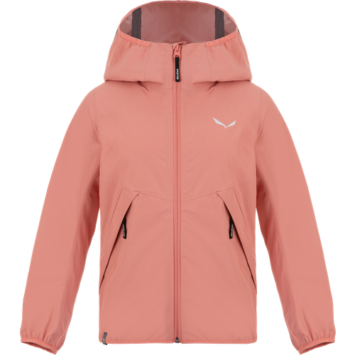 Куртка Salewa для девочек, водонепроницаемая, мембранная, ветрозащитная, несъемный капюшон, герметичные швы, светоотражающие элементы, размер 116, розовый