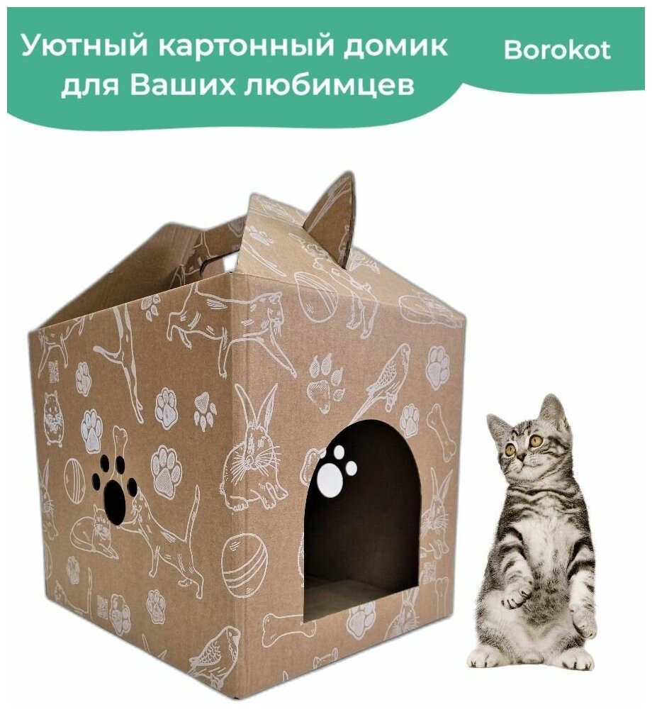 Домик для кошки и собаки картонный