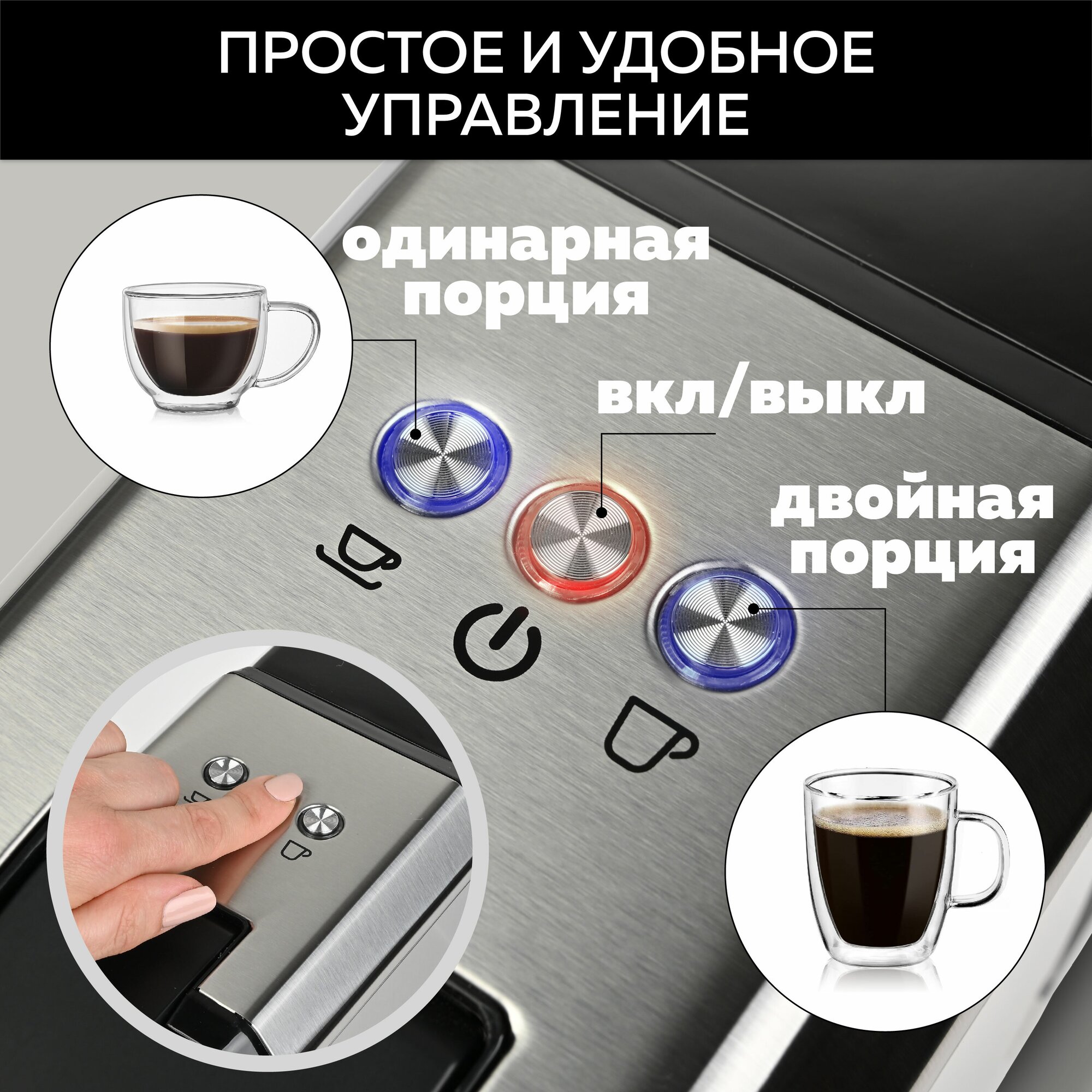 GFGRIL Кофеварка мультикапсульная 3 в 1 GFC-C300 для молотого кофе и капсул типа Nespresso и Dolce Gusto - фотография № 5