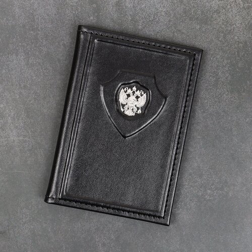 обложка для паспорта кожаная с гербом Обложка для паспорта POKROVSKY 7800020-50245, черный, серебряный