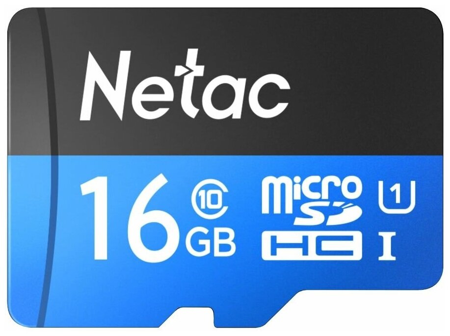 Карта памяти microSDHC UHS-I U1 NETAC P500 16 ГБ, 80 МБ/с, Class 10, NT02P500STN-016G-R, 1 шт, переходник SD