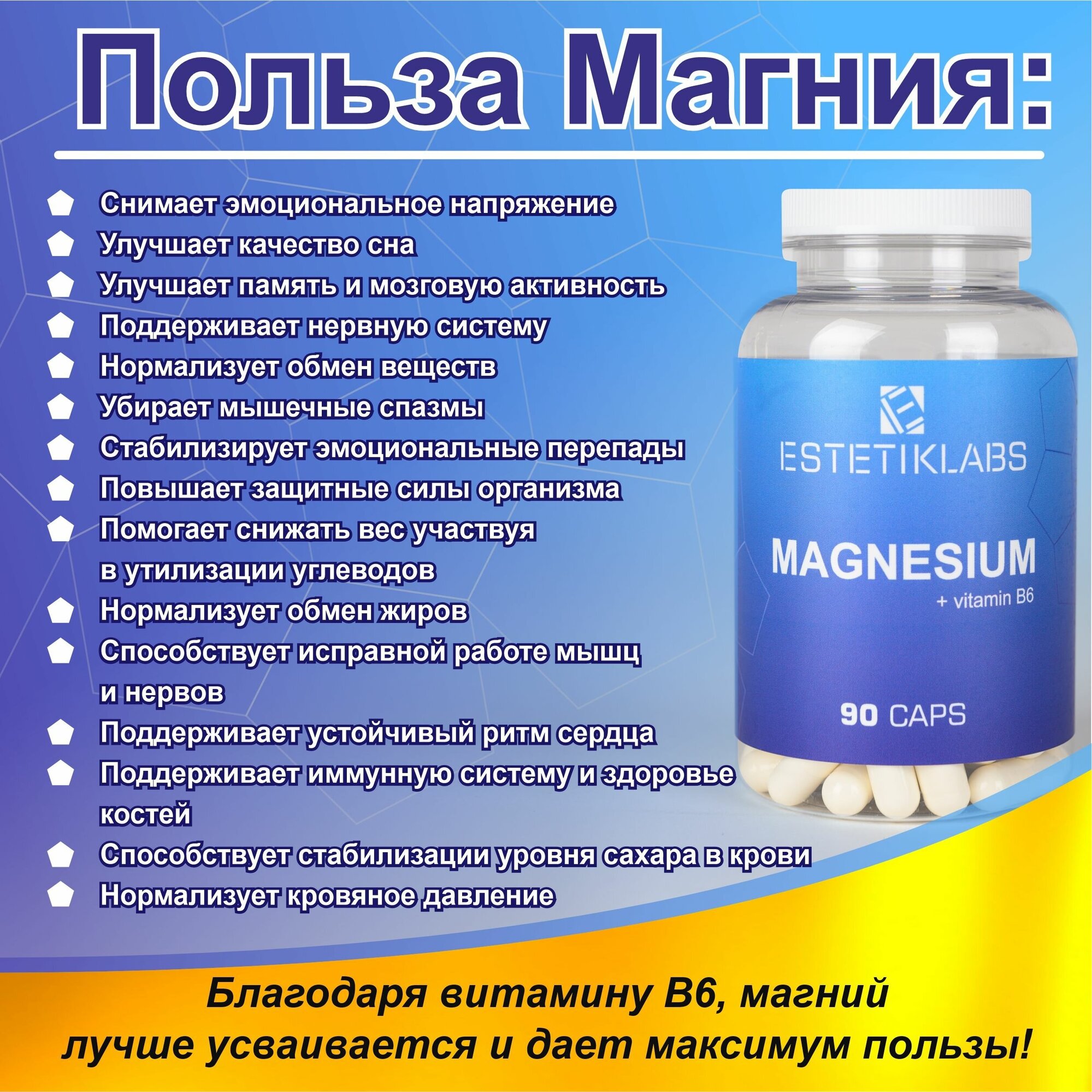 Магний Б6 витамин magnesium citrate B6 от стресса и судорог