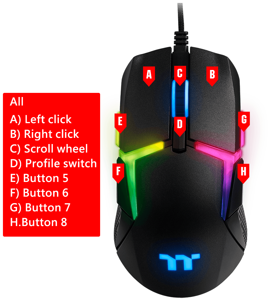 Мышь THERMALTAKE Rival Level 20, игровая, оптическая, проводная, USB, черный [gmo-lvt-wdoobk-01] - фото №2