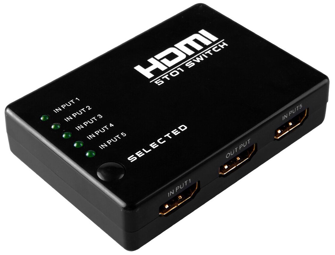 Переключатель HDMI 5 x 1 Greenline 1080P 60Hz пульт ДУ DeepColor 12-bit