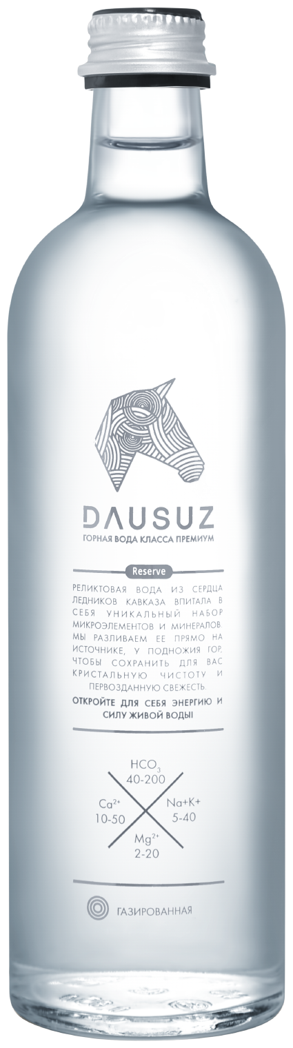 Вода минеральная питьевая Dausuz (Даусуз), газированная, 12 шт по 0,5 л, стекло