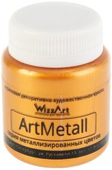 Краска акриловая с металлическим блеском Wizzart ArtMetall, золото, 80 мл