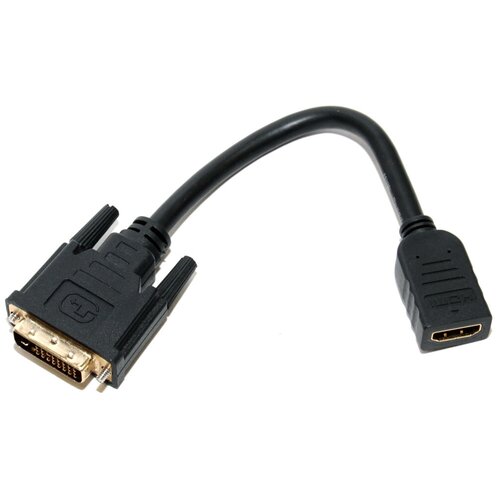 Переходник/адаптер 5bites HDMI (F) - DVI (M) (BC-HDF2DVI), 0.15 м, черный переходник hdmi dvi d 5bites позолоченные контакты bc hdf2dvi