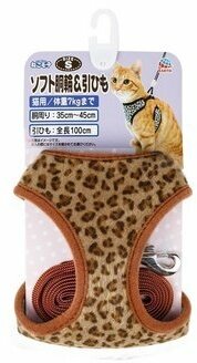 Анатомическая шлейка Japan Premium Pet для кошек с функцией защиты от колтунов. Размер S. Коричневая