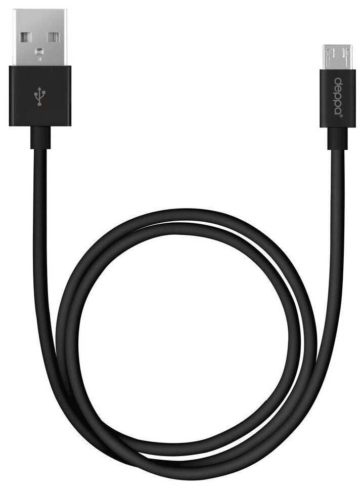 Кабель Deppa USB - microUSB (72205), 2 м, черный