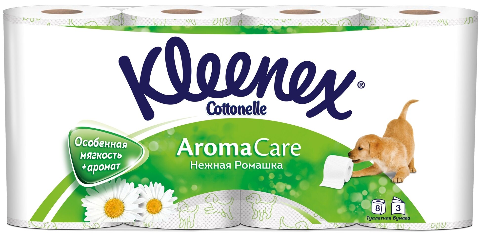 Туалетная бумага Kleenex "Нежная ромашка", 3 слоя, 8 рулонов - фото №2