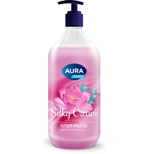 aura_кр.-мыло silky cream с доз.1л_шелк и лотос 3F7013002