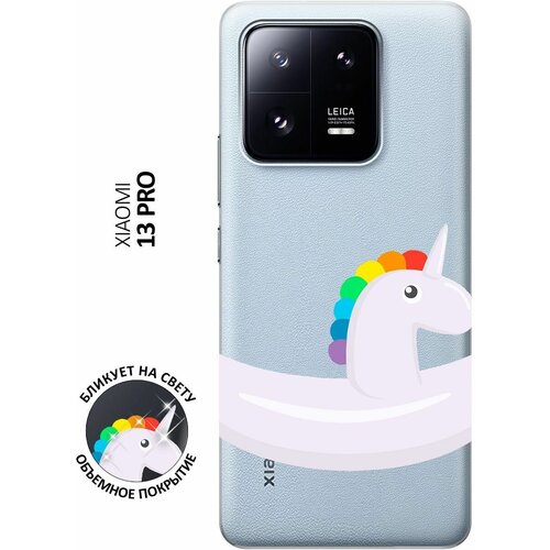 Силиконовый чехол с принтом Unicorn Swim Ring для Xiaomi 13 Pro / Сяоми 13 Про силиконовый чехол с принтом unicorn swim ring для xiaomi 13 сяоми 13