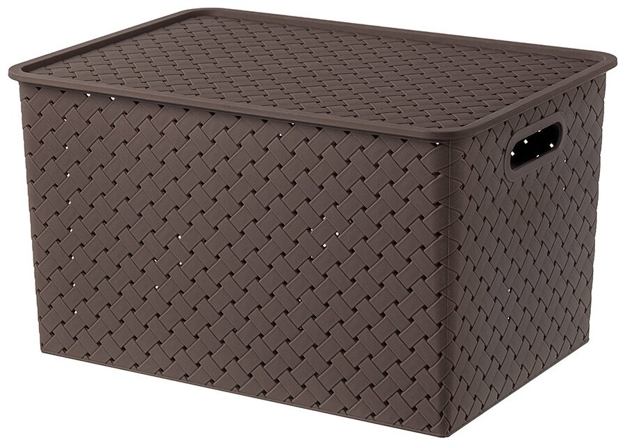 Корзинка / коробка для хранения / с крышкой Береста 14 л 35х245х205 см EL Casa цвет темно-коричневый