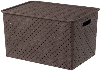 Корзинка / коробка для хранения / с крышкой Береста 14 л 35х24,5х20,5 см EL Casa, цвет темно-коричневый