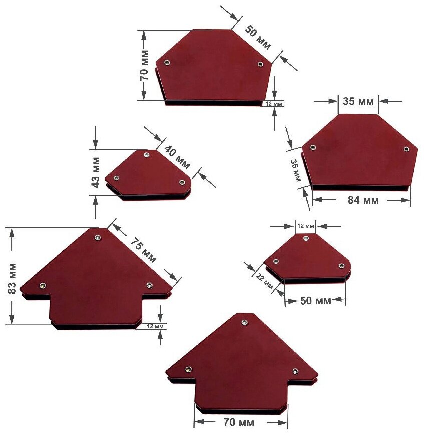 Набор магнитов для сварки 6 предметов усилие до 34 кг