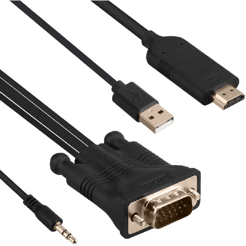 Адаптер переходник с VGA на HDMI с кабелем AUX 1.8м черный OTN-5152 aдаптер переходник с hdmi на vga с кабелем aux fixtor ot 5169 белый в пакете