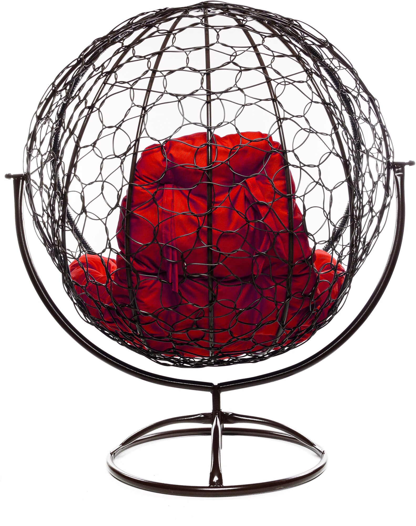 Кресло круглое вращающееся Мебельторг Кокон арт.4762 Коричневый/Подушка красная