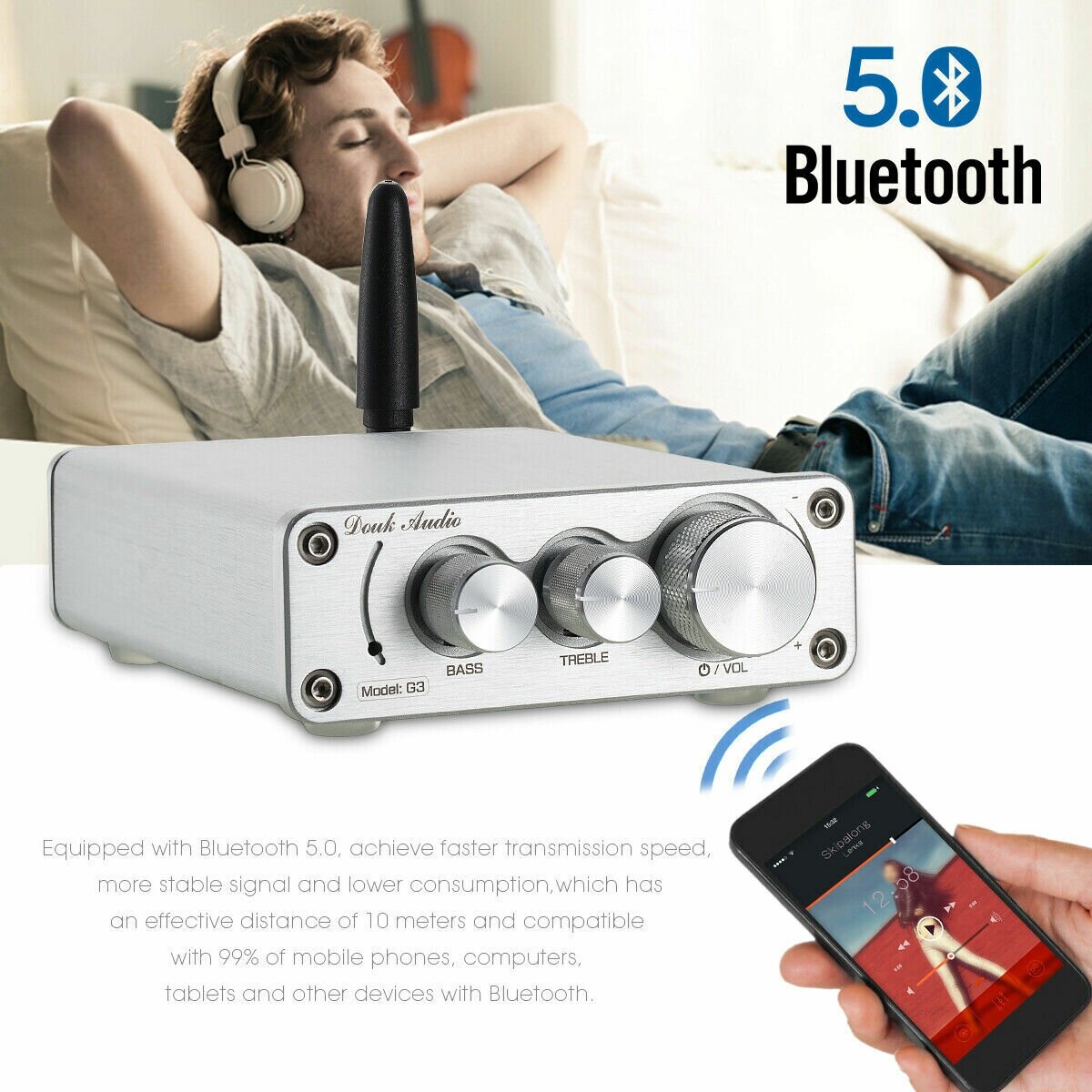 Bluetooth усилитель для колонок Douk Audio G3