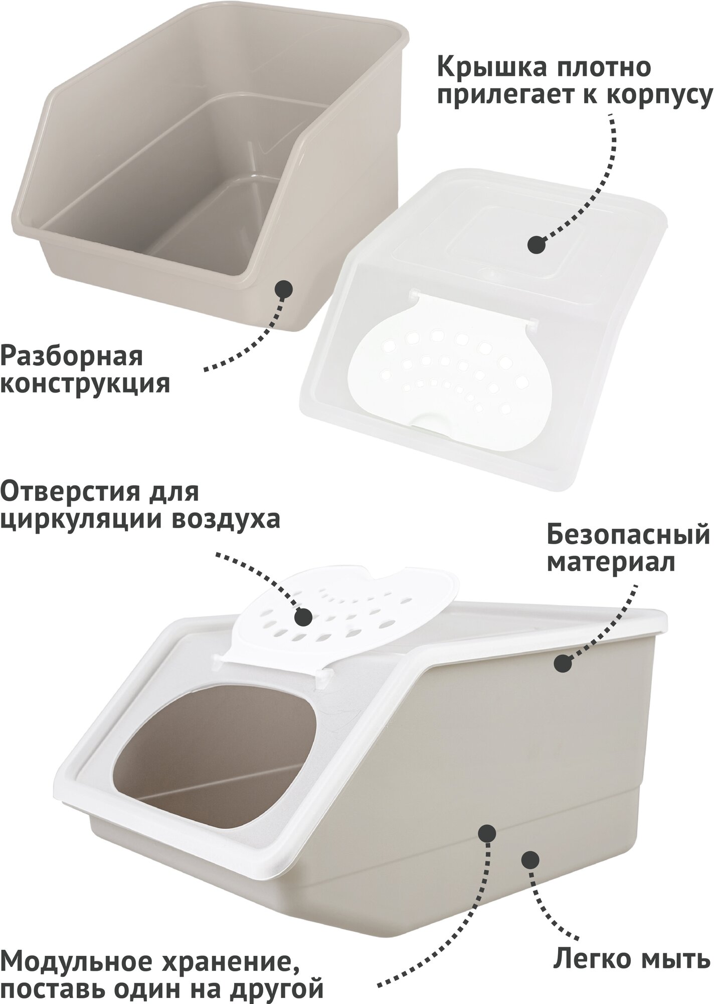 Набор контейнеров для овощей 3 шт / Ящик / Корзина 7,6л.